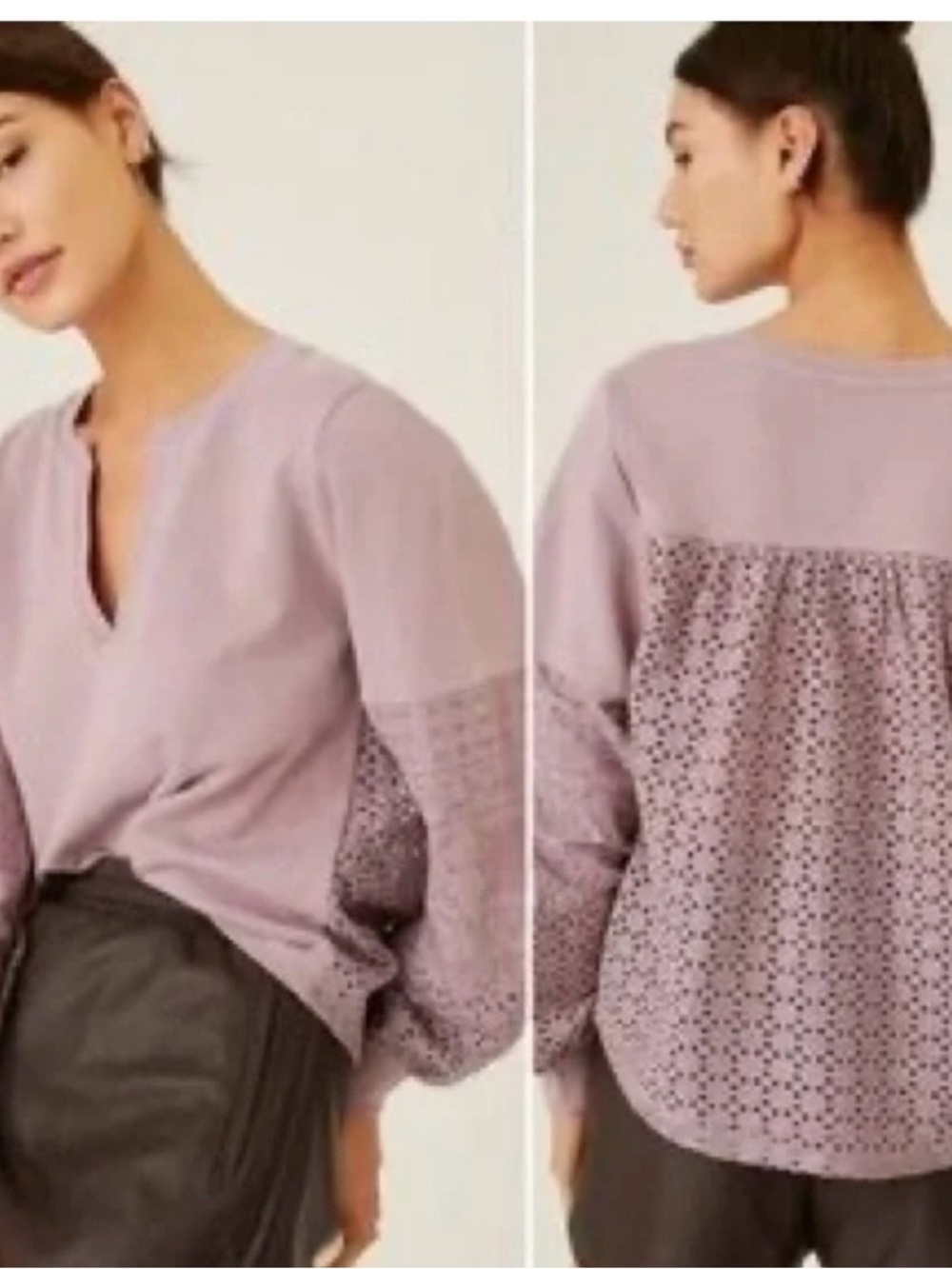 Anthropologie Lavender Eyelet Sweatshirt